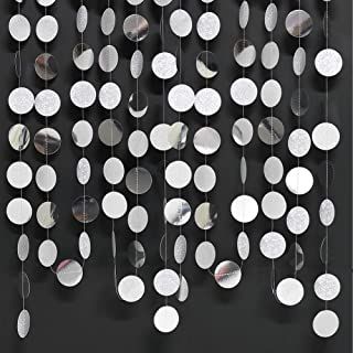 a black wall with white circles hanging from it