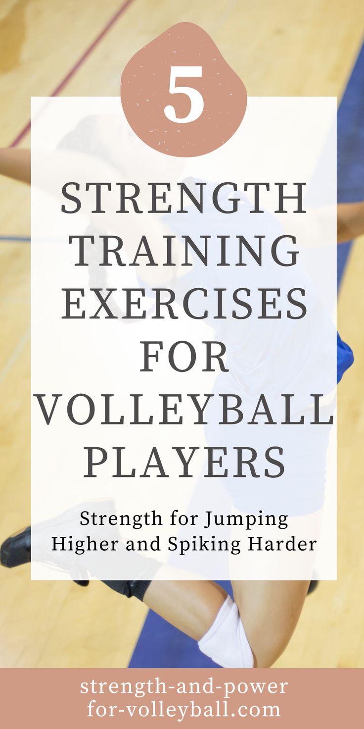 a volleyball player with the words strength training exercises for volleyball players