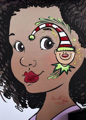 Xmas Makeup, Butterfly Face Paint, Henna Paint, Christmas Face Painting, Girl Face Painting, Elf Face, Christmas Tattoo, Butterfly Face, Face Painting Easy