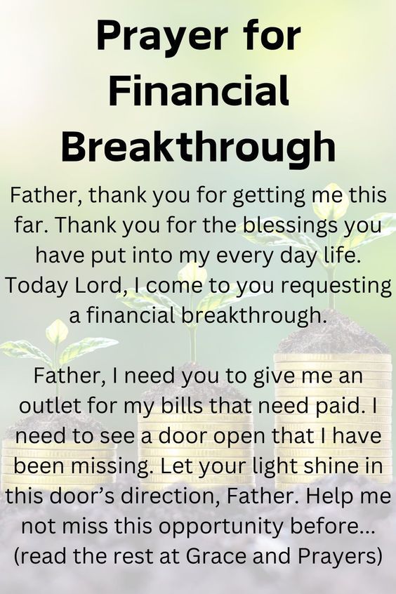 a poem with the words prayer for financial break through