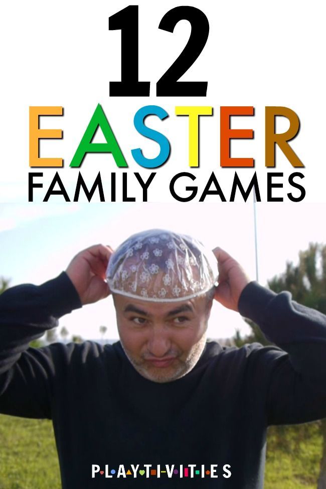 a man holding his head with the words 12 easter family games