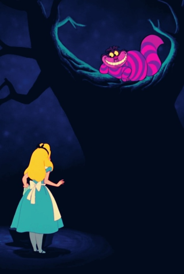 alice and the caterpillar are standing in front of a tree with an insect on it