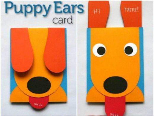 an image of a dog made out of paper with the words make a puppy ears card