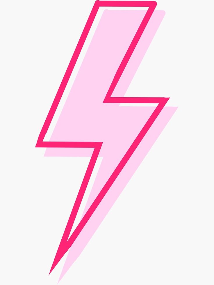 a pink lightning bolt on a white background