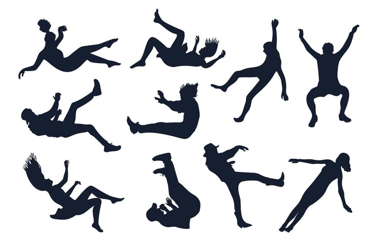 silhouettes of people jumping and dancing in the air