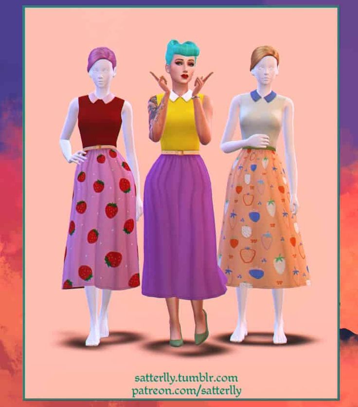 three female mannequins are standing in front of an orange and pink background