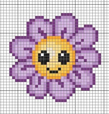 a cross stitch pattern with a purple flower