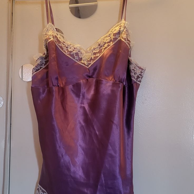 Purple , With Lace Trim Lace Trim Cami Tank Top For Sleep, Purple Sleeveless Sleep Camisole, Purple Sleeveless Camisole For Sleep, Purple Sleeveless Camisole For Loungewear, Purple Camisole For Daywear, Lace Trim Camisole Tank Top For Sleep, Sleeveless Coquette Sleep Camisole, Sleeveless Coquette Camisole For Sleep, Sleep Camisole Tank Top With Lace Trim