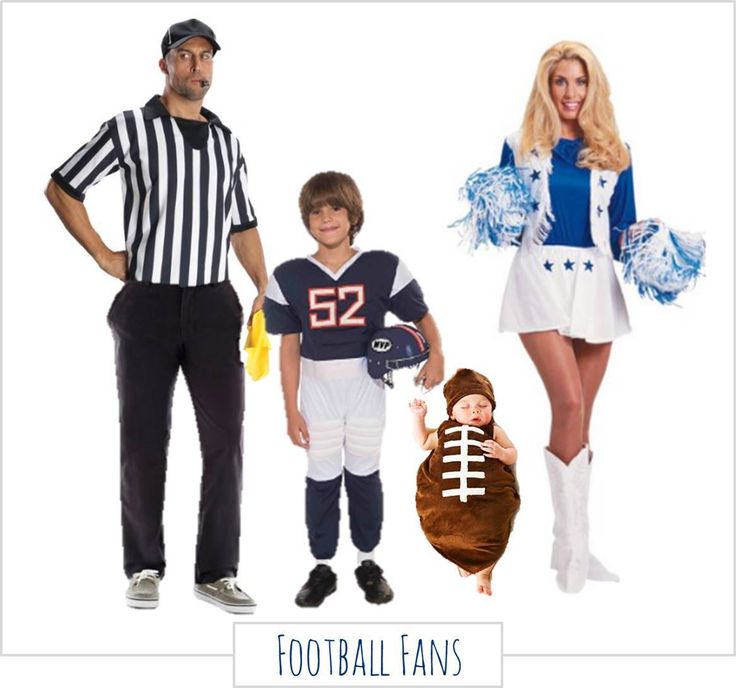 three people dressed up as football fans