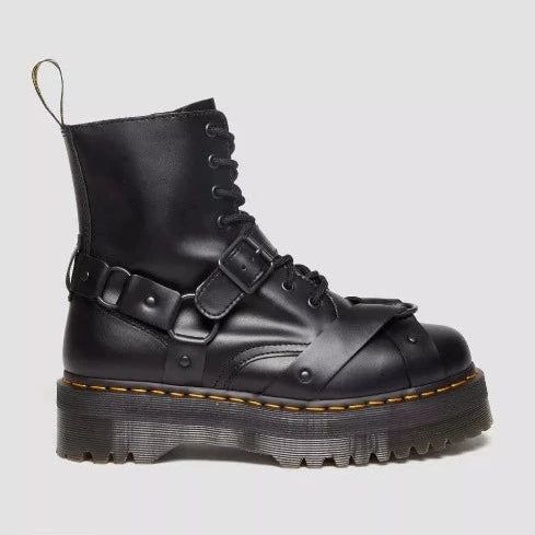 Jadon Harness Dr Martens Platform Boots, Platform Boots Outfit, Fred Perry Amy Winehouse, Dr Martens Platform, Dr Martens Jadon, Black Paris, Goth Boots, Dark Dress, Alternative Lifestyle