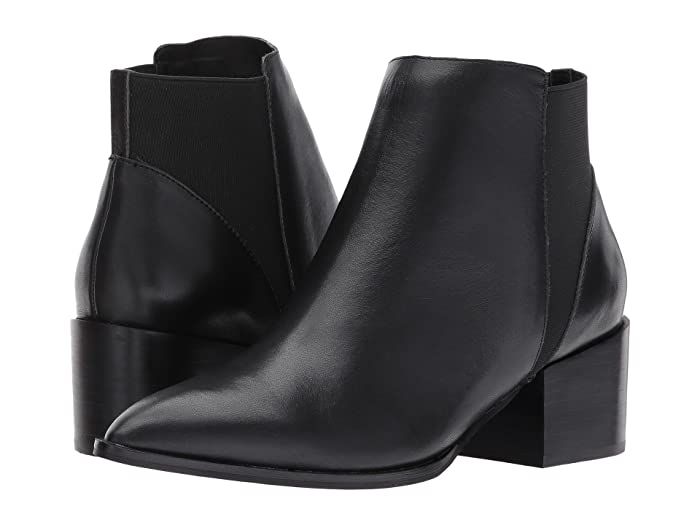 Chinese Laundry Finn Bootie (Black Leather) Women's Boots Achieve a striking look from season to season with the Chinese Laundry Finn bootie! Heeled ankle boots feature a leather upper or synthetic snake-embossed upper. Pull-on design. Pointed toe. Goring panels for easy wear. Man-made lining. Lightly padded footbed. Stacked block heel. Man-made outsole. Imported. Measurements: Heel Height: 2 in Weight: 13 oz Circumference: 10 1 2 in Shaft: 5 1 2 #ChineseLaundry #Shoes #Boot #GeneralBoot #Black Chinese Laundry Boots, Black Leather Boots Women, Womens Black Booties, Womens Black Flats, Black Boots Women, Chinese Laundry, White Boots, Cool Boots, Ankle Bootie