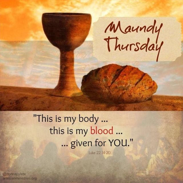 a painting of bread and a crucifix with the words mammam thursday on it