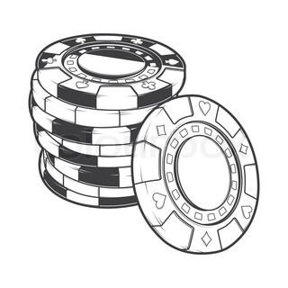 casino chips and poker chip on white background - man - made objects objects / objects clippings