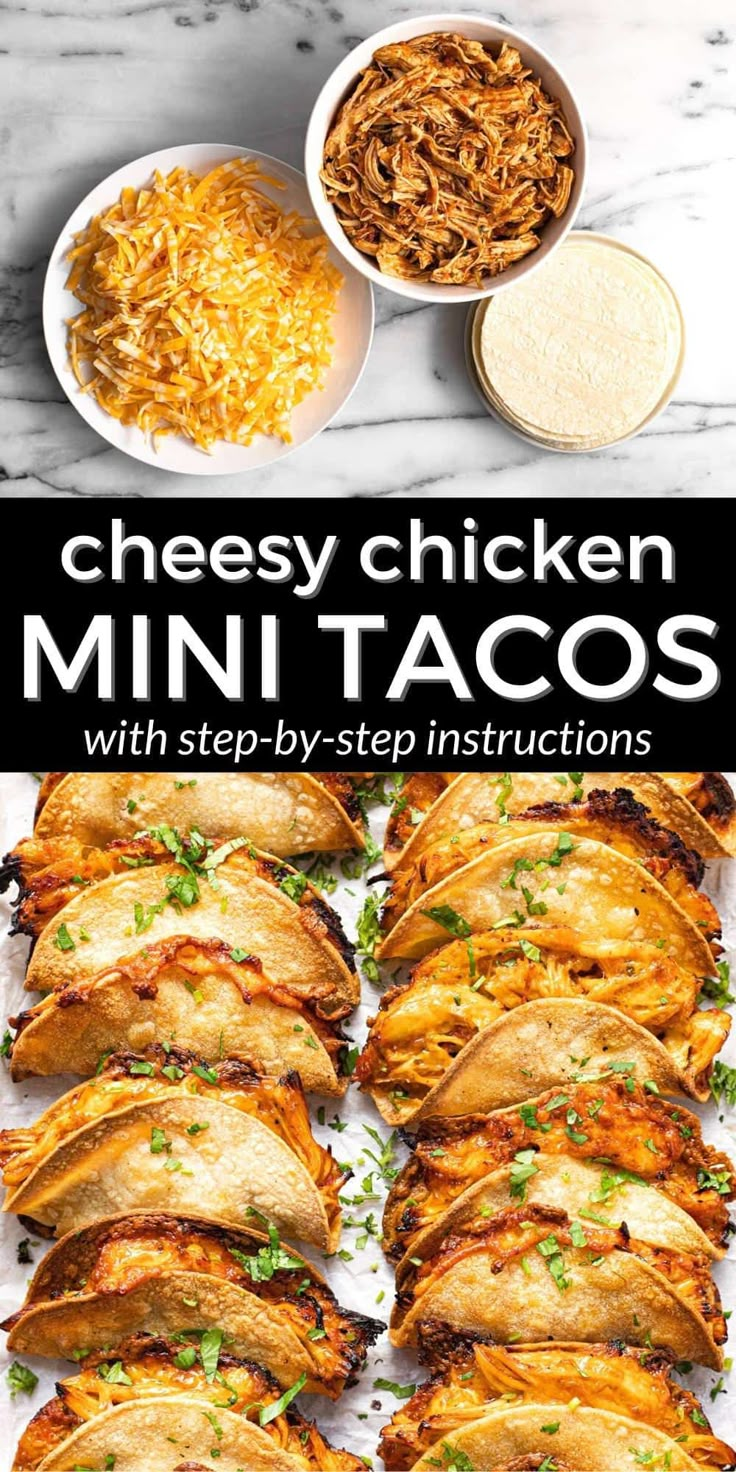 cheesy chicken mini tacos with step by step instructions