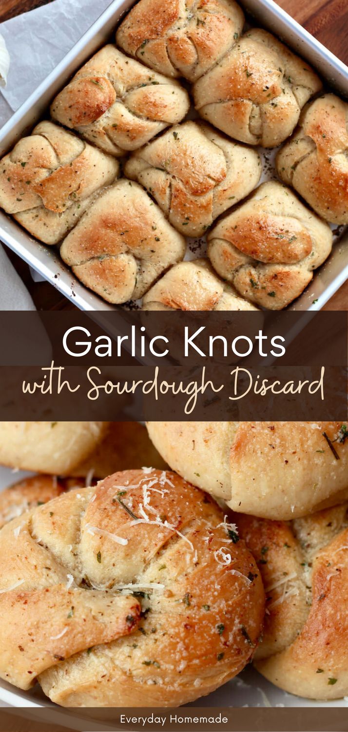 garlic knots with sourdough disarray in a pan