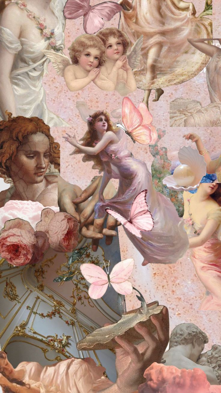 a collage of many different types of women with flowers and butterflies on their backs