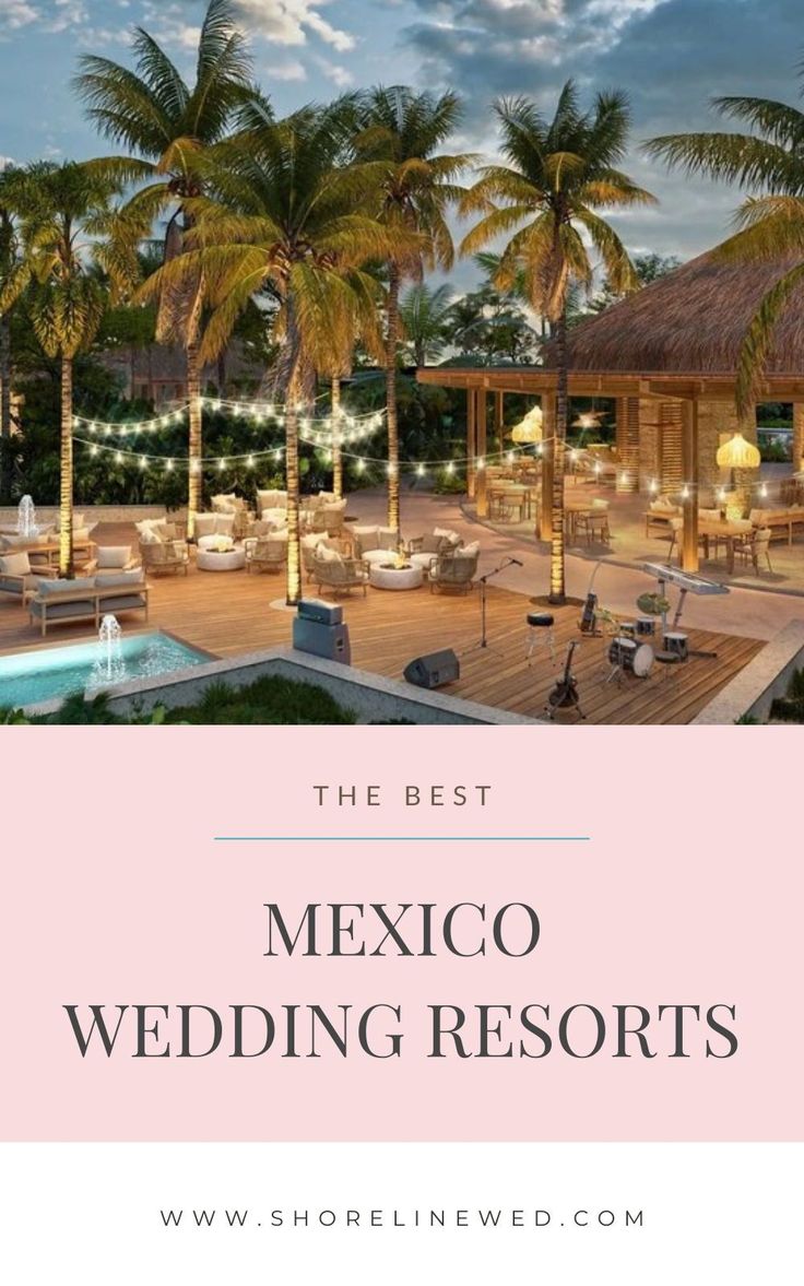 the best mexico wedding resort with palm trees in the background and text overlay that reads,