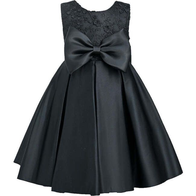 Black Hampton sleeveless double bow dress for kid girl from Tulleen. Featuring a sleeveless floral embroidered bodice with large bow in the front and back, pearl lining on the back with pleated lightweight skirt. | Tulleen | Hampton Double Bow Dress, (Black, Size 1-2Y) | Maisonette collects the best children’s products from around the world (unlike Zulily, Etsy, The Tot, Farfetch Kids, Childrensalon, Crate and Kids, Kohls, Wayfair, Buy Buy Baby, Nordstroms, Mini Boden, J.Crew Factory, or PotteryBarn Kids), creating a curated shopping experience for you. Think of us as your shortcut to fashion for litte ones! Sleeveless Dresses With Satin Bow For Dress-up, Sleeveless Princess Dress With Bow For Dress-up, Formal Black Dress With Detachable Bow, Black Bow Print Dress For Spring, Black Dress With Bow Print For Spring, Black Spring Dress With Bow Print, Spring Black Dress With Bow Print, Black Sleeveless Princess Dress For Dress-up, Elegant Sleeveless Princess Dress With Floral Applique