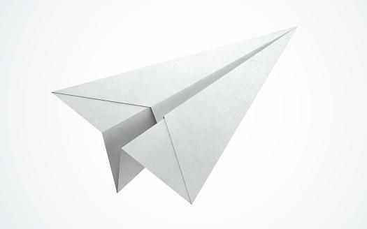 an origami paper airplane flying in the sky