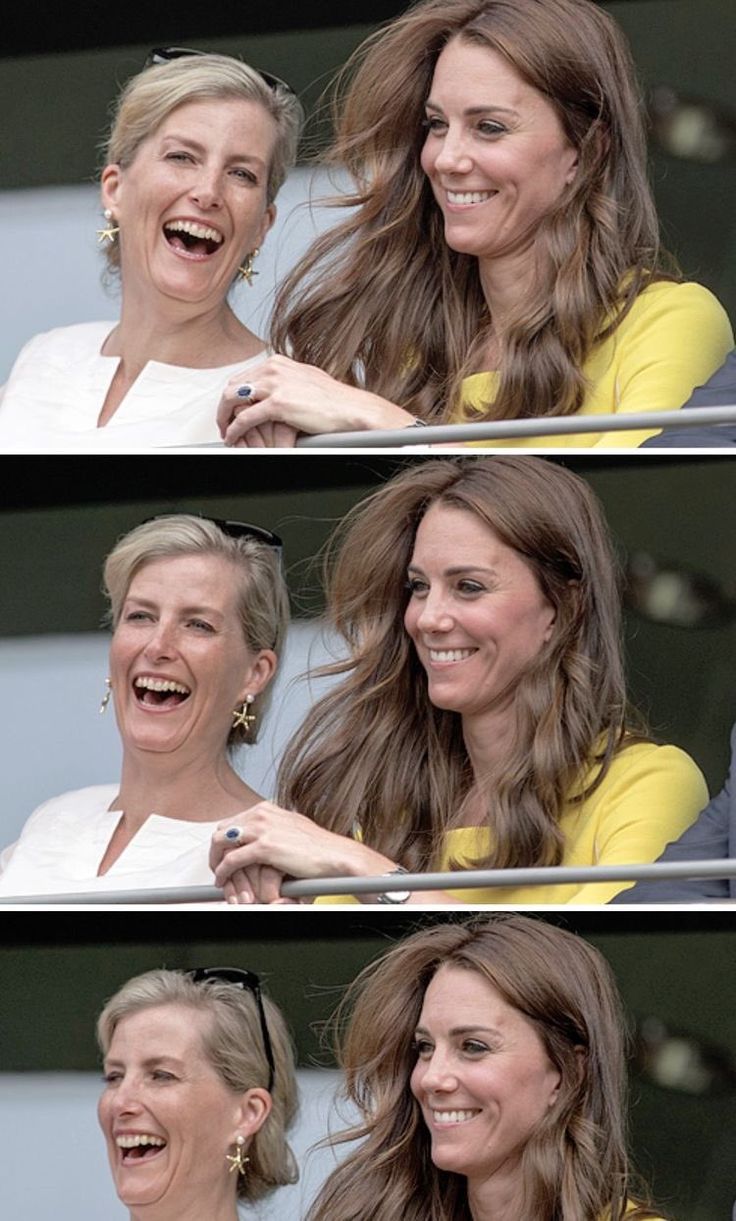 two pictures of the same woman laughing together