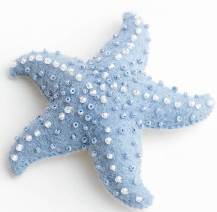 a blue starfish with white dots on it's body is shown against a white background