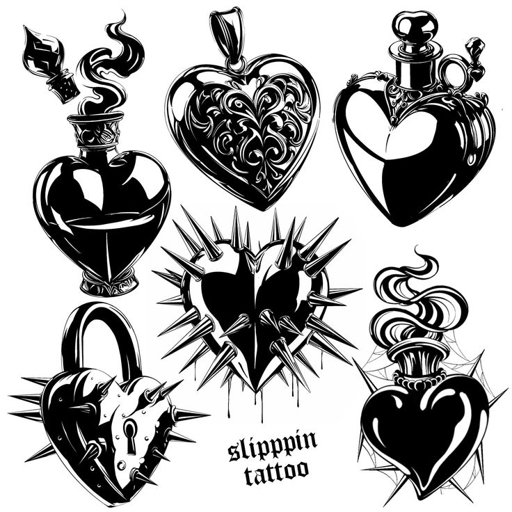 heart shaped tattoo designs on white background