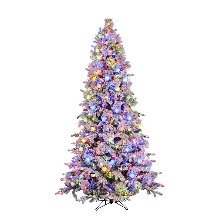 a multicolored christmas tree with lights on it