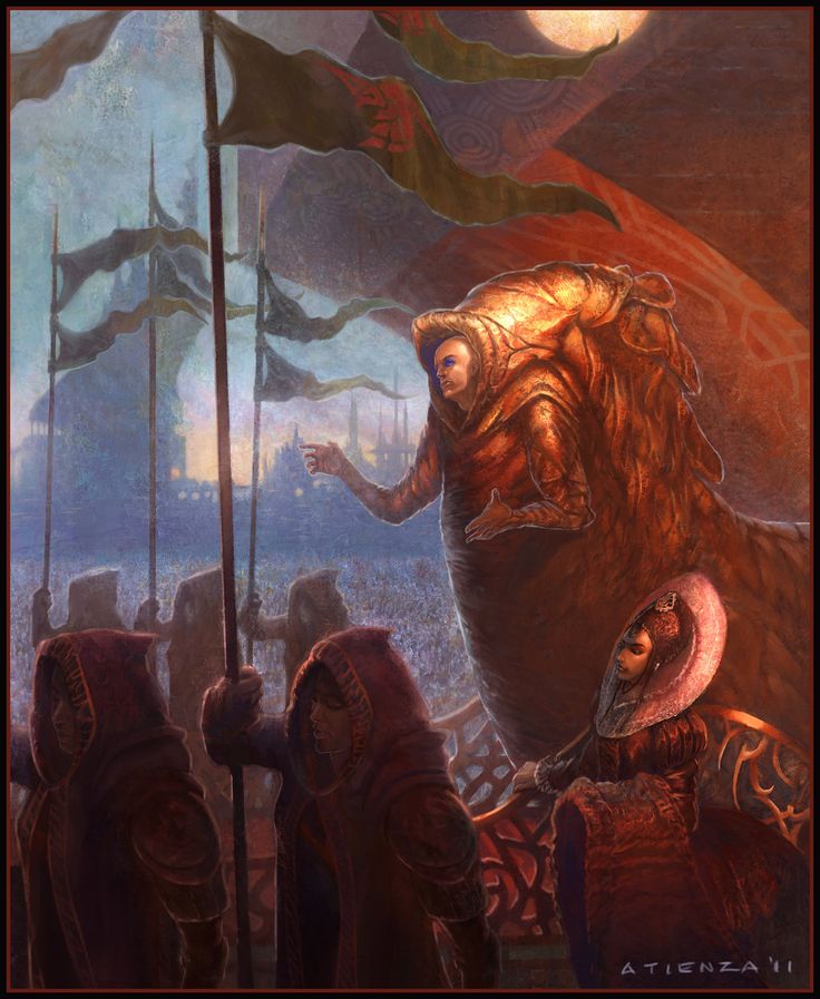 an image of a giant monster attacking a man with a spear in front of other people