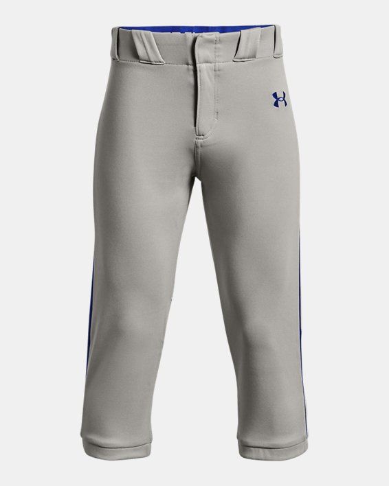 Lightweight, durable, performance fabric built for gameday comfort|UA Microthread technology in the fabric dries faster, won't cling & stretches without absorbing sweat|Material wicks sweat & dries really fast|Wider waistband with belt loops, working fly & interior silicone print to help keep your jersey in place​|Open back pockets Sporty Sweatpants With Logo Waistband For Sports, Sporty Sweatpants With Logo Waistband, Sporty Solid Bottoms With Logo Waistband, Collegiate Training Bottoms For Sports Season, Team-colored Sports Bottoms With Team Name, Gray Sports Pants With Elastic Waistband, Training Pants With Comfort Waistband, Moisture-wicking Cotton Pants For Training, Fitted Bottoms For Sports Season