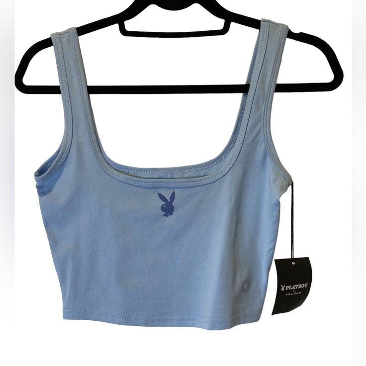 Nwt Playboy By Pacsun Size M , Never Worn , Color Bunny Sky Blue Crop Tank Top Cotton , Spandex Blend Pit To Pit 15” Length 16” Sky Blue Crop Top, Playboy Clothes, Cornelia Street, Playboy Logo, Random Clothes, Boys Tank Tops, Tailgate Outfit, Blue Crop Top, Clothing Pieces