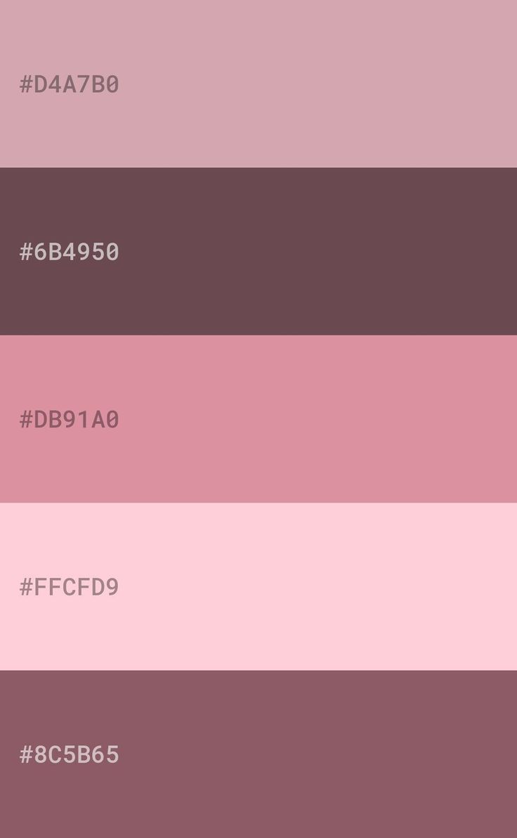 four shades of pink and brown with the same color scheme for each one in different colors