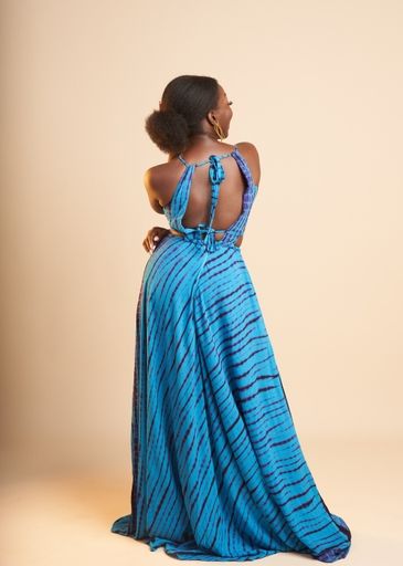 Ensemble Maimouna - Sisters Of Afrika | Buy Now on Sellox Fitted Blue Cotton Maxi Dress, Blue Fitted Cotton Maxi Dress, Fitted Cotton Maxi Dress With Tie Back, Blue Cotton Maxi Dress With Tie Back, Blue Sleeveless Crop Top With Tie Back, Fitted Blue Maxi Skirt For Festival, Fitted Cotton Crop Top With Tie Back, Fitted Cotton Maxi Dress For Festival, Fitted Blue Maxi Skirt