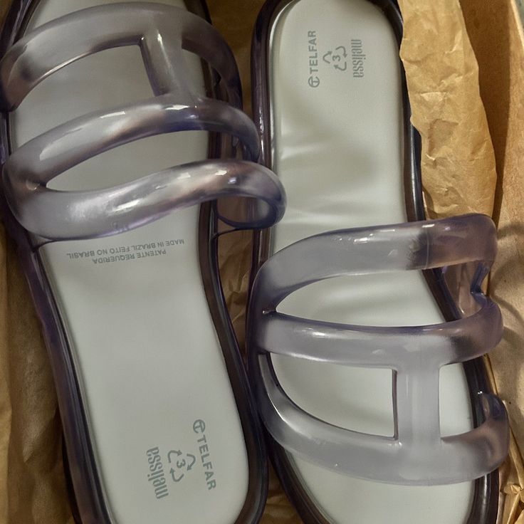 Reposhing This Item I Purchased From @Ohdipp12. Loved It, But Ready To Rotate For Something New. Questions? Leave A Comment Below! Jelly Slides, Clear Sandals, Jelly Sandals, Womens Slides, Purple Hues, Purple Fashion, Slide Sandals, Women's Shoes Sandals, Jelly