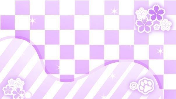 an abstract pink and white checkered background with flowers on the left side, and stars in the middle