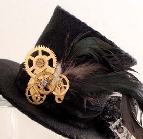 Black and White: Top Hat Tutorial Elves Cosplay, Moda Steampunk, Steampunk Black, Steampunk Top Hat, Steampunk Crafts, Steampunk Hat, Mini Hat, Hat Tutorial, Crazy Hats