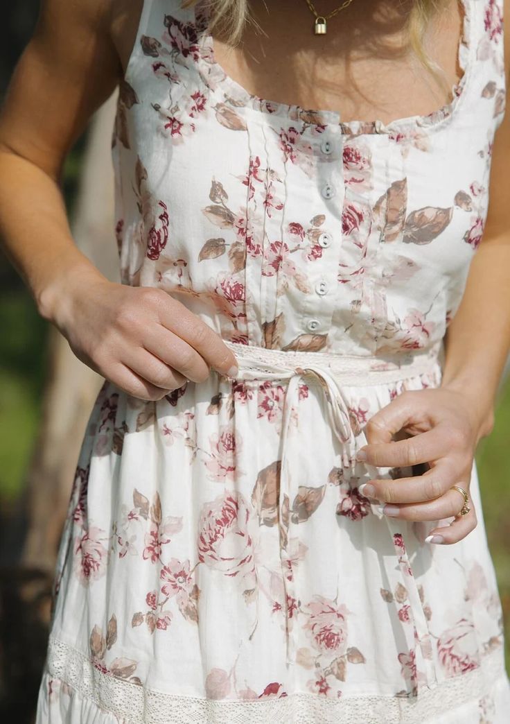 Women's Pretty Bohemian Pink Floral Midi Dress + Lace | LOVESTITCH Pink Maxi Dress With Elastic Waistband For Summer, Floral Midi Sundress For Daywear, Bohemian Sleeveless Dress With Elastic Waistband, Sleeveless Midi Dress With Elastic Waistband For Day Out, Floral Print Midi Sundress For Daywear, Feminine Beach Dress With Elastic Waistband, Bohemian Floral Dress For Daywear, Feminine Summer Maxi Dress With Elastic Waistband, Summer Floral Midi Dress For Daywear