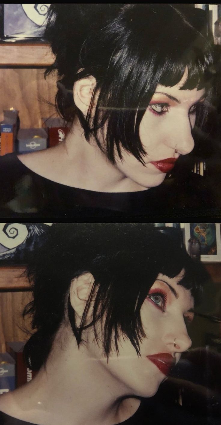 Goth subculture
Goth fashion
90s Goth girl  with short messy hair and red eye makeup
90s goth photography Goth Makeup 90s, Sirius Core, 80s Goth Hair, 90s Punk Makeup, Goth Short Hair, 80s Goth Makeup, Subtle Goth, 90s Vampire, Goth 80s