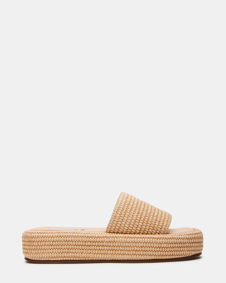 BEACHY NATURAL Woven Platform Sandals, Beret Girl, Beach 2024, White Platform Sandals, Raffia Sandals, Steve Madden Store, Square Toe Sandals, Woven Sandals, Steve Madden Sandals