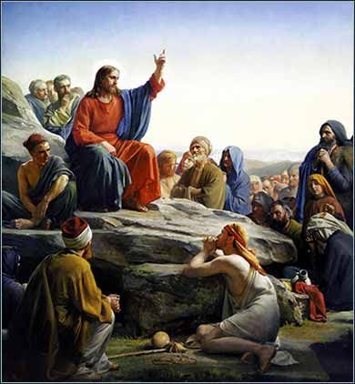 an image of jesus in the wilderness with many people