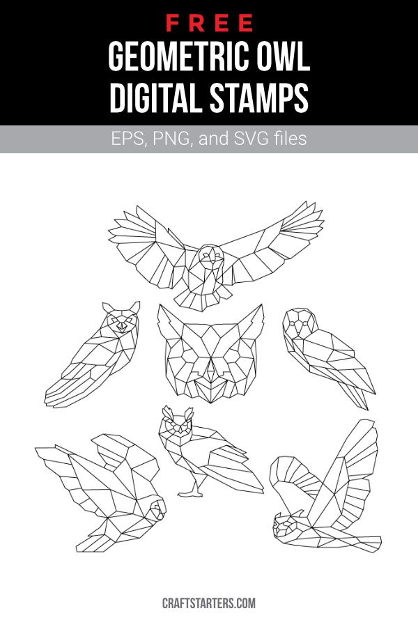 geometric owl digital stamps and svg files