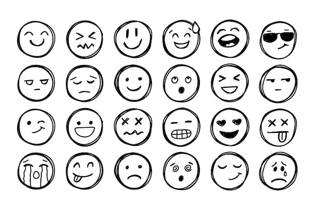 a set of hand drawn smiley faces with different expressions and facial expressions on white background