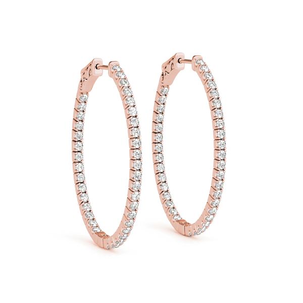 Absolutely stunning in Rose Gold . The contrast between the bright white diamonds and the rich color of the gold makes the diamonds pop! Each earring is set with 27 round brilliant. Each diamond is .02ct, SI clarity and H in color. Total weight for each earring is .50ct, 1.00ctw for the pair. Proudly made here in the USA with the patented 'Vault Lock' fastener system. The best available to keep your earrings securely on your lovely lobes. The earrings measure almost 1.20" diameter (30mm). They c Diamond Anniversary Rings, Fine Jewelry Bracelets, Diamond Hoop Earrings, Jewelry Repair, Diamond Eternity, Rose Gold Diamonds, Diamond Sizes, Schmuck Design, Gold Gold