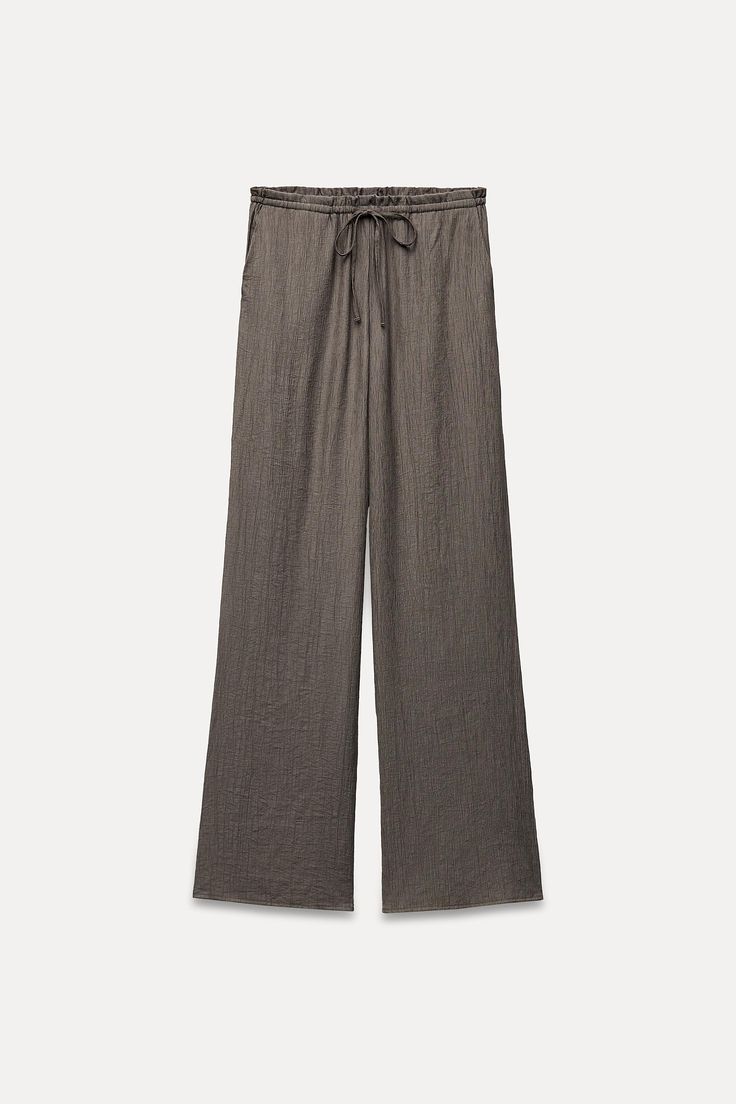 Zara Tapered Leg Cotton Pants, Zara Cotton Tapered Leg Pants, Zara Cotton Ankle-length Pants, Zara Wide Leg Trousers With Elastic Waistband, Zara Cotton Trousers, Stretch Straight Pants For Daywear, Zara Casual Tapered Leg Bottoms, Zara Casual Bottoms With Tapered Leg, Zara Wide-leg Pants With Elastic Waistband