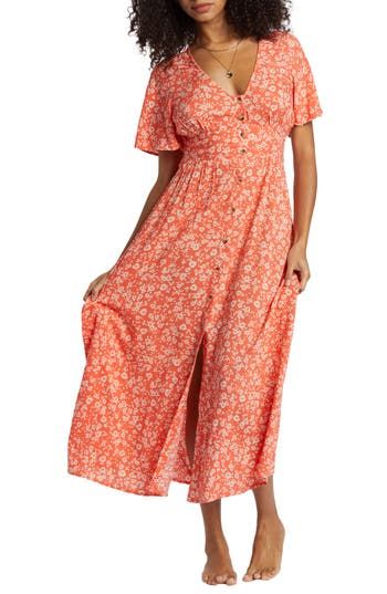 Charm endlessly in this day-to-night maxi designed with enchanting allover blooms and shaped by back smocking at the waist. Front button closure V-neck Short sleeves Back smocked waist 100% viscose Machine wash, tumble dry Imported Vacation Ditsy Floral Print Maxi Floral Dress, Vacation Maxi Floral Dress With Ditsy Print, Vacation Floral Dress With Ditsy Print In Maxi Length, Ditsy Floral Print Maxi Dress For Day Out, Sundress With Ditsy Floral Print Maxi Length, Maxi Dress With Ditsy Floral Print For Day Out, Flowy Ditsy Floral Print Maxi Dress, Floral Print Maxi Dress For Daywear, Casual Maxi Dress With Ditsy Floral Print