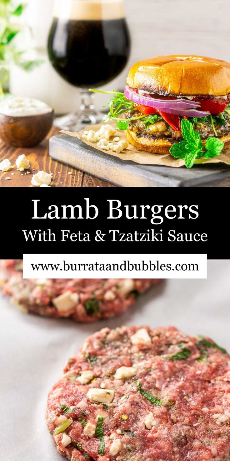 lamb burgers with feta and tastyi sauce