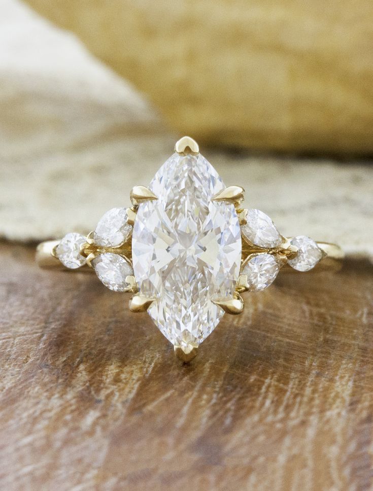 caption:Shown with 1.7ct marquise diamond Pear Diamond Engagement Ring, Split Shank Engagement Rings, Marquise Shape Diamond, Oval Diamond Engagement, Oval Diamond Engagement Ring, Pear Cut Diamond, Engagement Ring Diamond Cut, Three Stone Engagement, Yellow Gold Setting