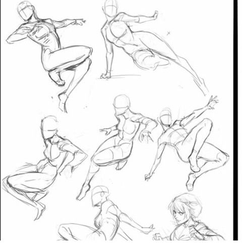 some sketches of people doing different poses in various positions, including the legs and arms