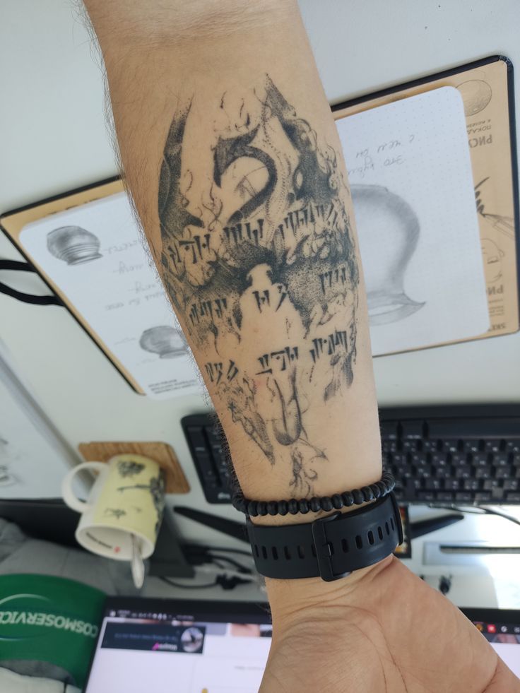 a person with a tattoo on their arm