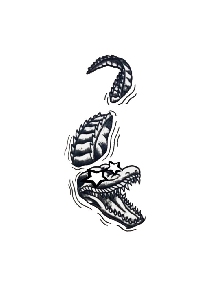 the letter s is made up of two alligators'heads and one crocodile's teeth