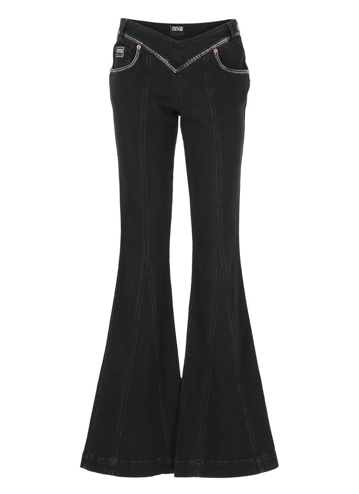 99% Cotton, 1% Elastane Lining:, 65% Polyester, 35% Cotton Elegant Mid-rise Cotton Flare Jeans, Luxury Fitted Denim Bottoms, Designer Fitted Jeans, Designer Fitted Jeans For Spring, Designer Fitted Cotton Jeans, Elegant Fitted Denim Flare Jeans, Elegant Flare Jeans With Five Pockets For Spring, Couture Denim, Couture Jeans